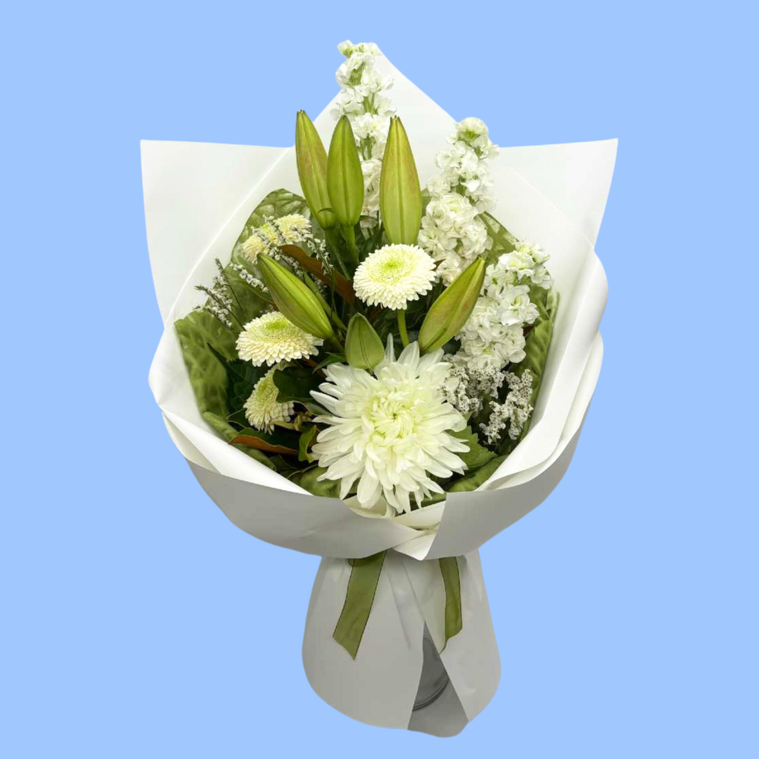 White & Green Flower Bouquet, Rangiora & North Canterbury sympathy flowers