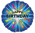 Balloon 9in - Air Filled on Stick - Happy Birthday Starburst image 0