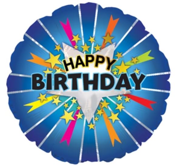 Balloon 9in - Air Filled on Stick - Happy Birthday Starburst image 0
