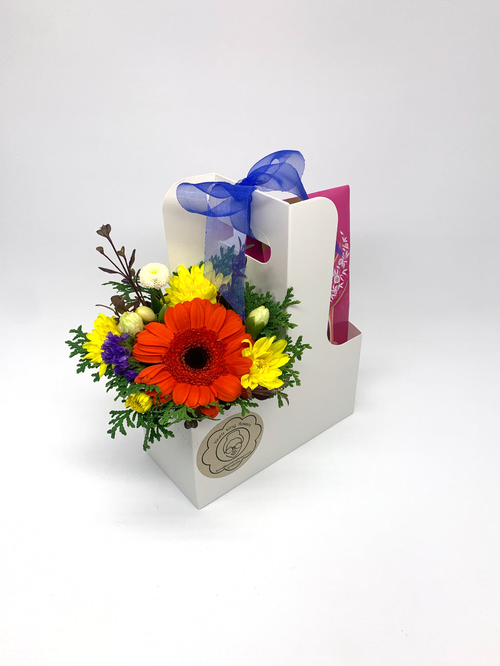 Brights Flower Arrangement & Chocs box image 3