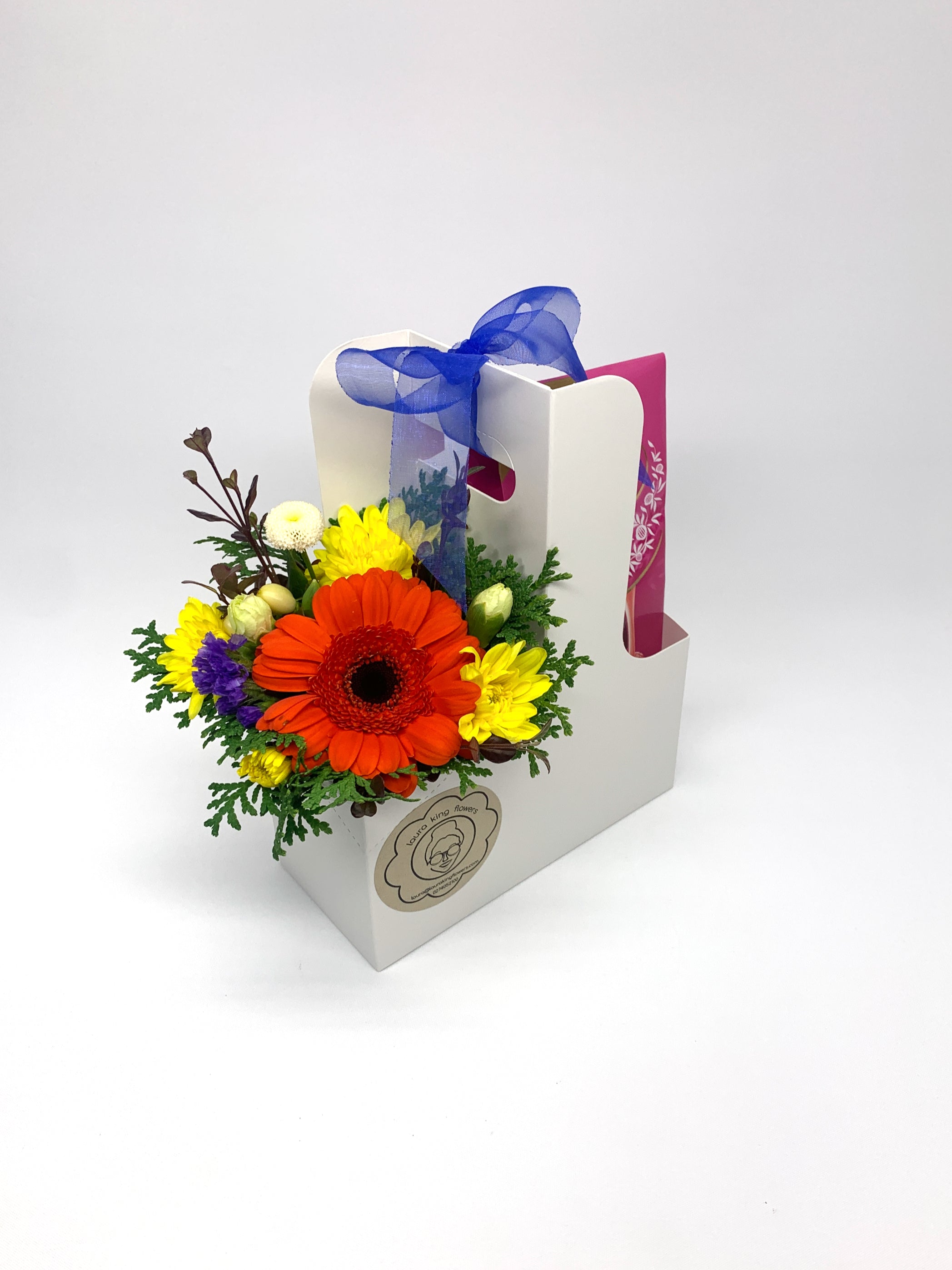 Brights Flower Arrangement & Chocs box image 3
