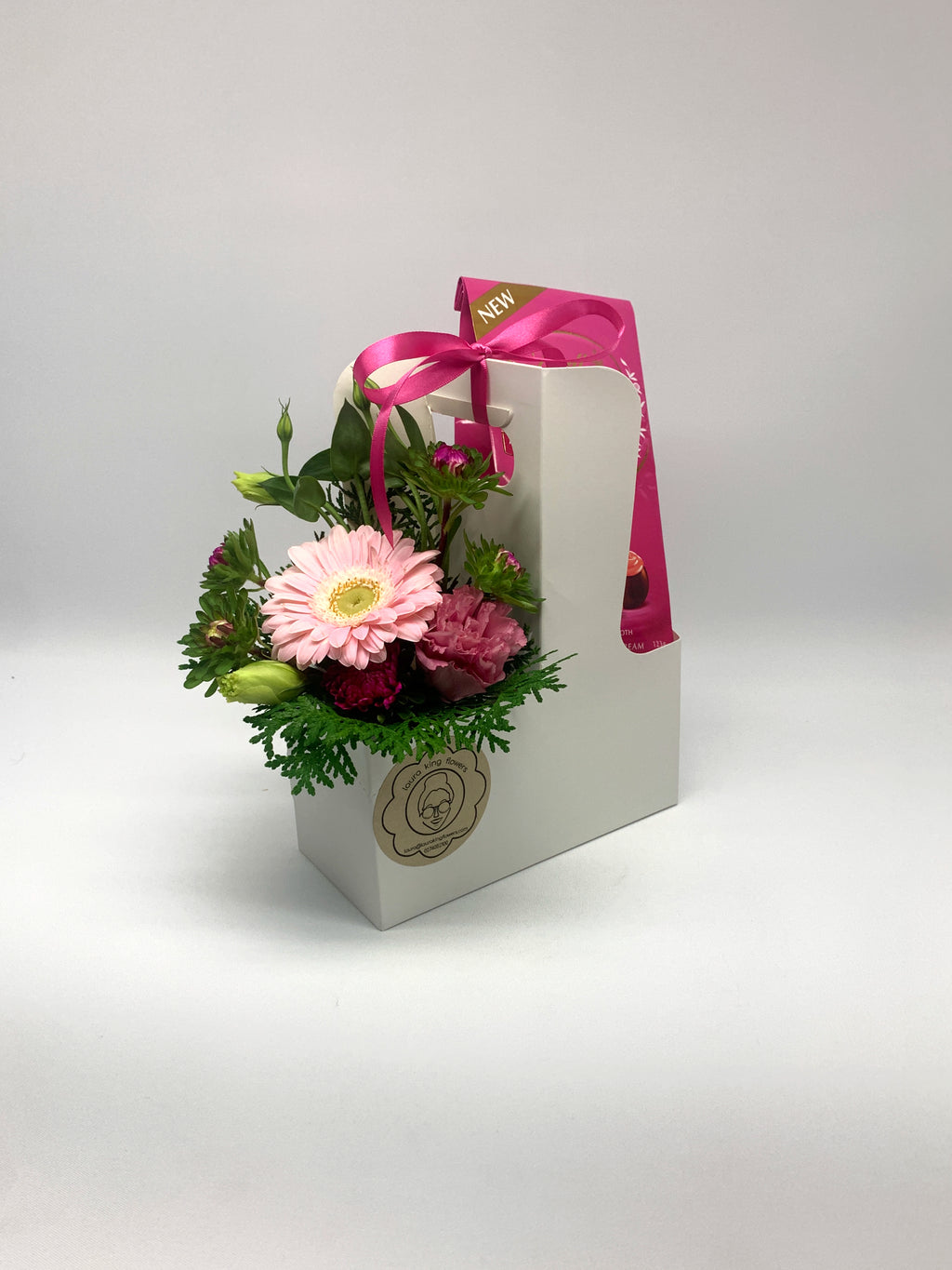 Pink Arrangement & Chocs box image 1
