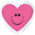 Balloon 9in - Air Filled on Stick - Pink SmileyHeart image 0