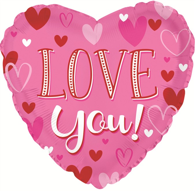 Balloon 9in - Air filled on Stick -Love You Pink Heart