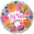 Balloon 9in - Air Filled on Stick - Get Well Soon Chrysanthemums image 0
