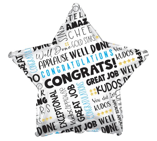 Balloon 9in - Air Filled on Stick - Congrats Balloon star image 0