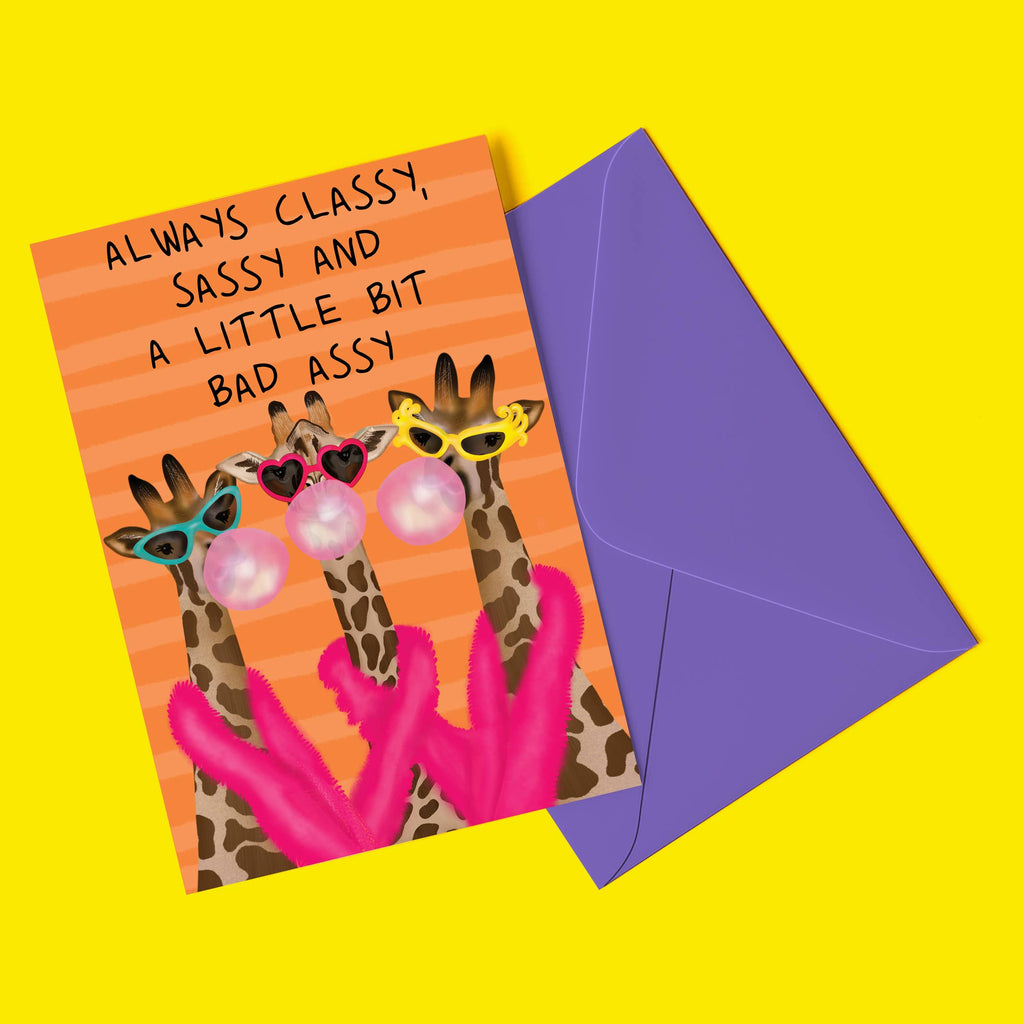 SASSY GIRAFFES Funny Card : Rectangle A6 (4.1 x 5.8")