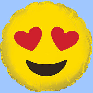Balloon 9in - Air Filled on Stick - Heart Shaped Eyes Emoticon image 0