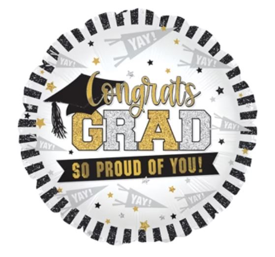 Balloon 9in - Air Filled on Stick -Congrats Grad So Proud image 0