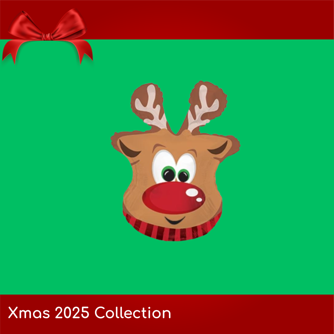 Balloon 9in - Air Filled on Stick -Rudolf Reindeer