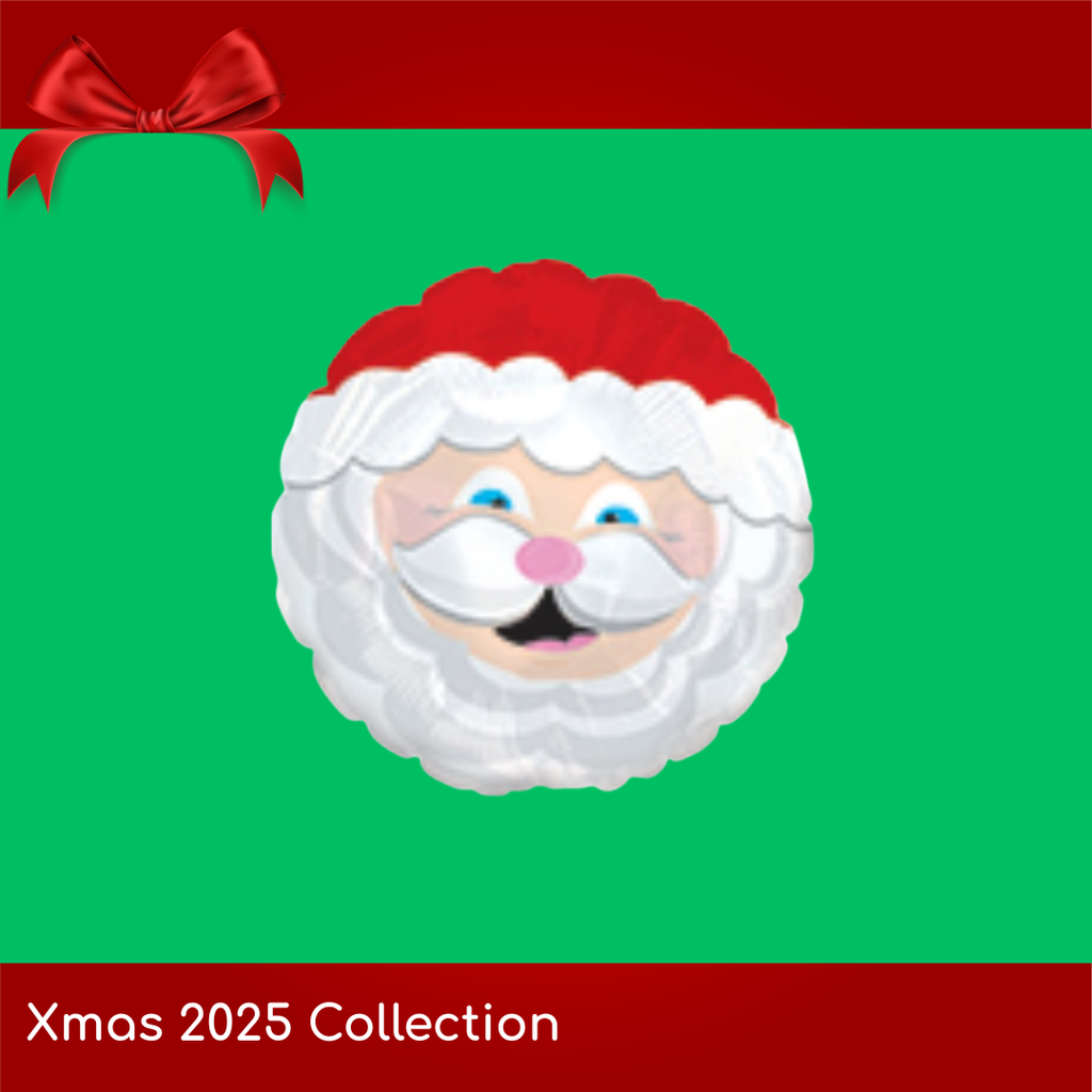 Balloon 9in - Air Filled on Stick - Smiling Santa