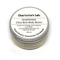 Jar of Charlotte's Lab Happiness Ultra Rich Body Butter on a white background