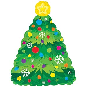 Balloon 9in - Air Filled on Stick - Xmas Tree image 0