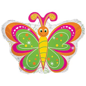 Balloon 12in - Air Filled on Stick - Neon Butterfly image 0