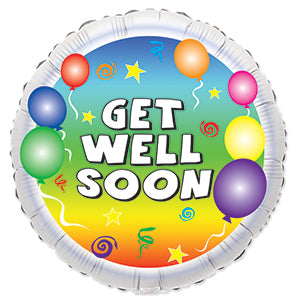 Balloon 9in - Air Filled on Stick - Get Well Soon image 0