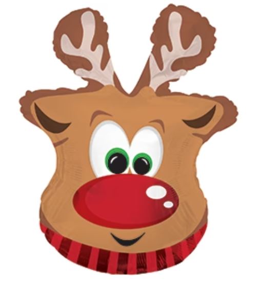 Balloon 9in - Air Filled on Stick -Rudolf Reindeer image 0
