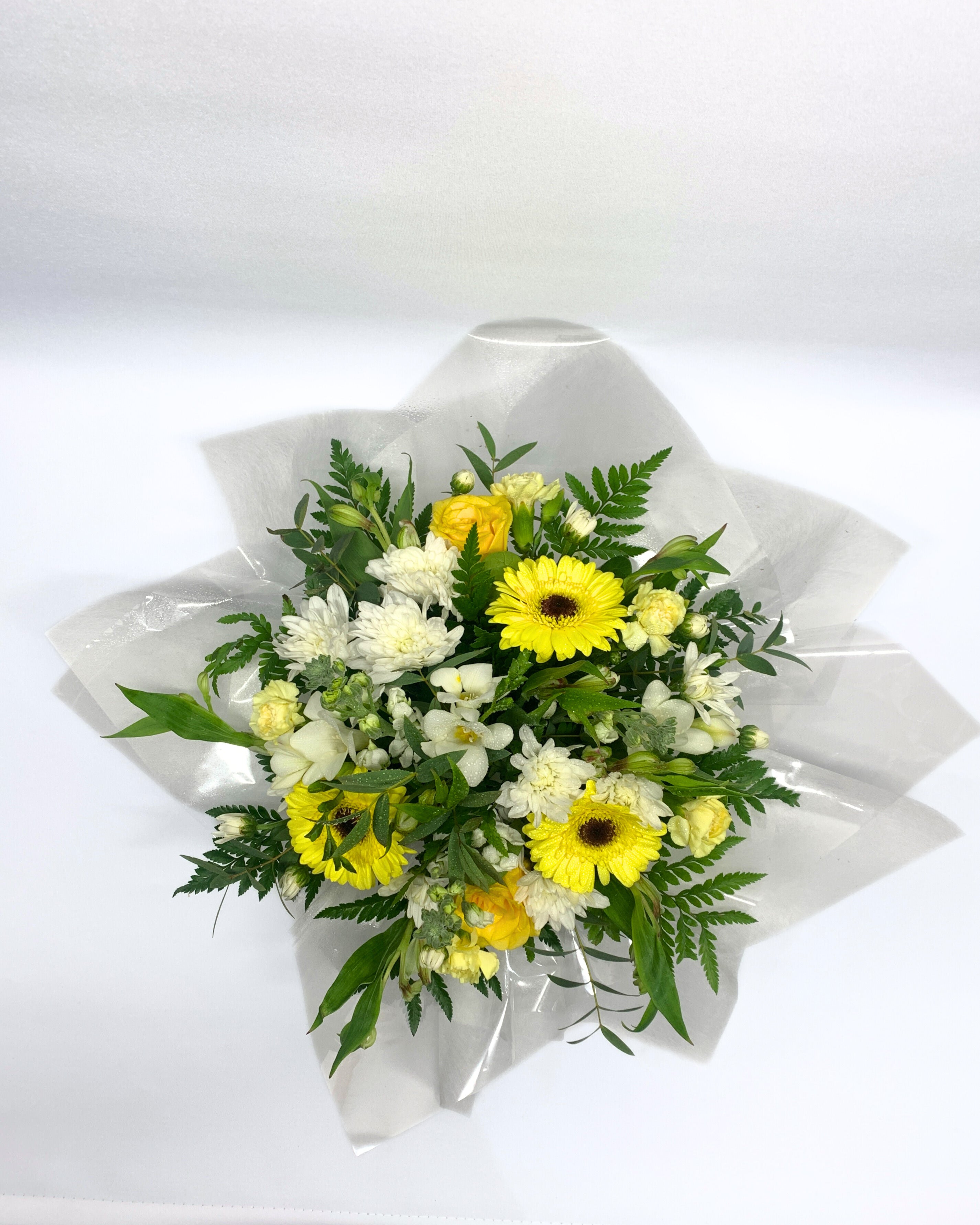 Soft White and Yellow Low Flower Arrangement image 1