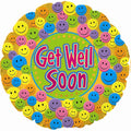 Balloon 9in - Air Filled on Stick - Get Well Soon Smiley image 0