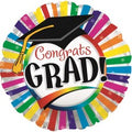 Balloon 9in - Air Filled on Stick - Graduation Rainbow Stripes image 0