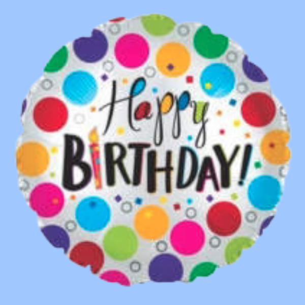 Balloon 9in - Air Filled on Stick - Happy Birthday Colourful bubbles