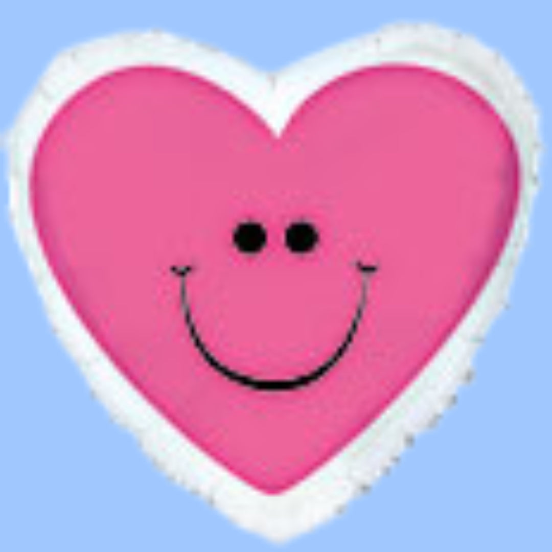 Balloon 9in - Air Filled on Stick - Pink SmileyHeart