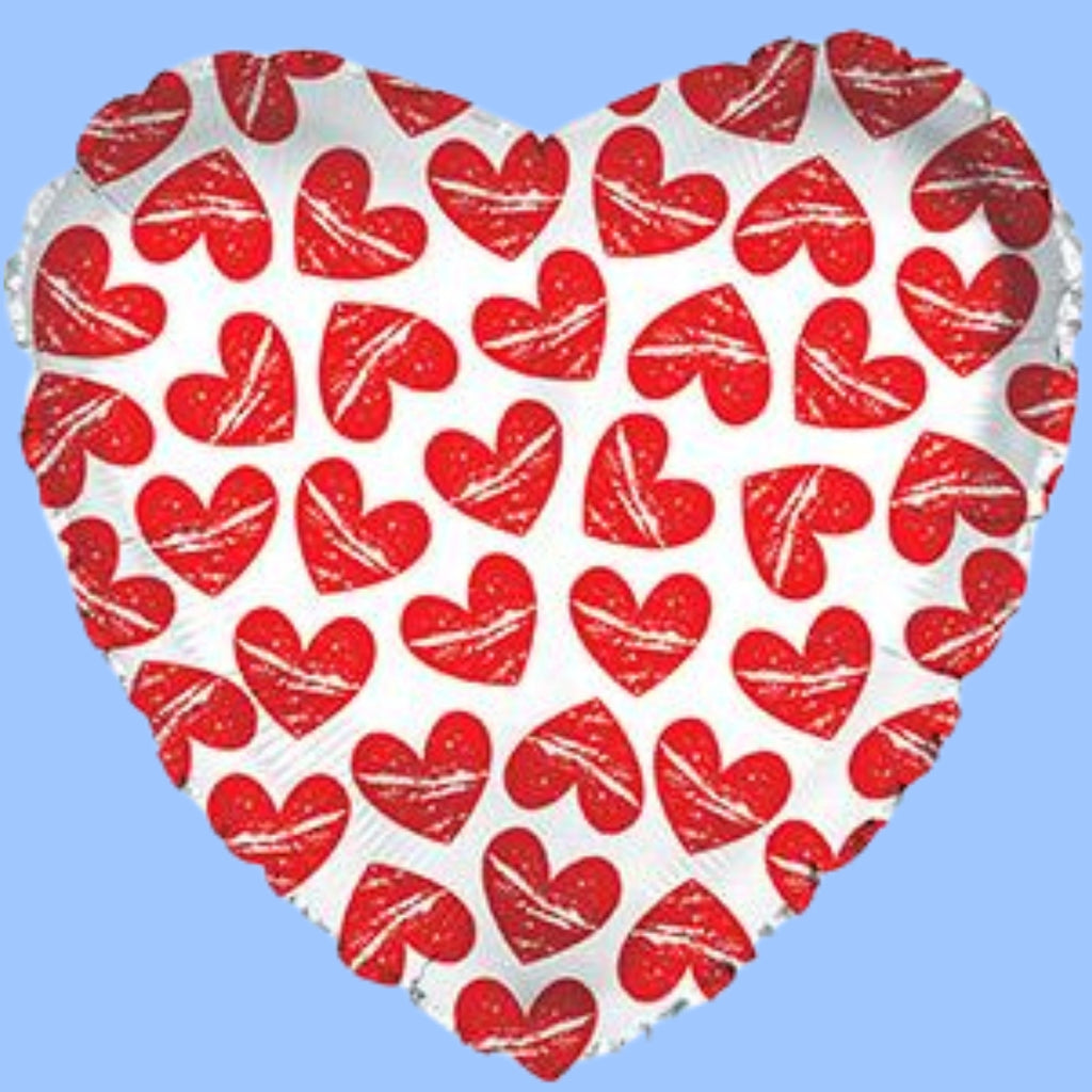 Balloon 9in - Air Filled on Stick - Hearts all over