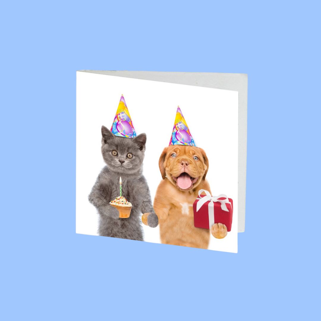 Card Birthday Cat & Dog Celebration