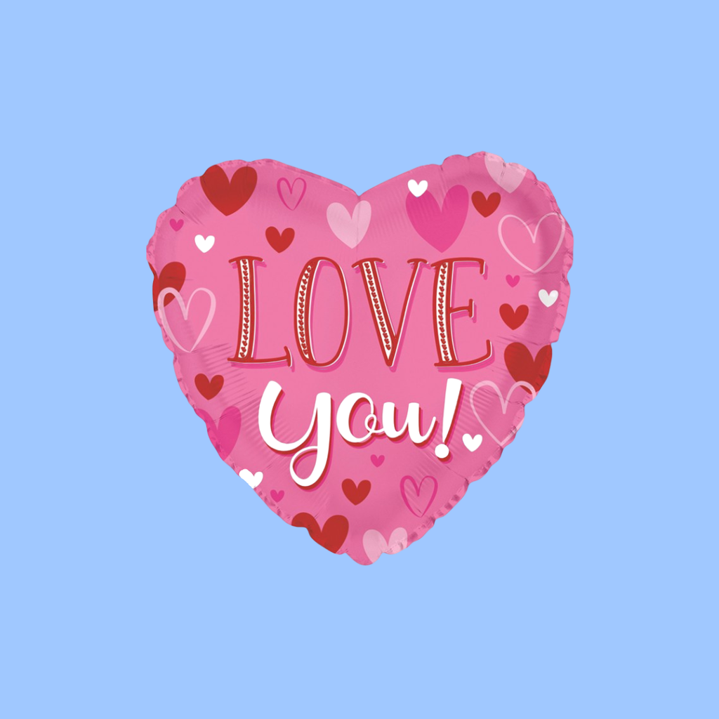 Balloon 9in - Air filled on Stick -Love You Pink Heart