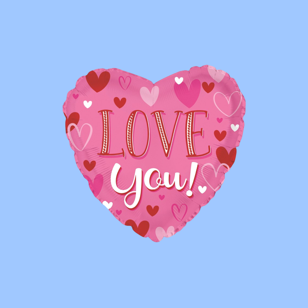 Balloon 9in - Air filled on Stick -Love You Pink Heart