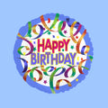 Balloon 9in - Air Filled on Stick - Happy Birthday Streamers