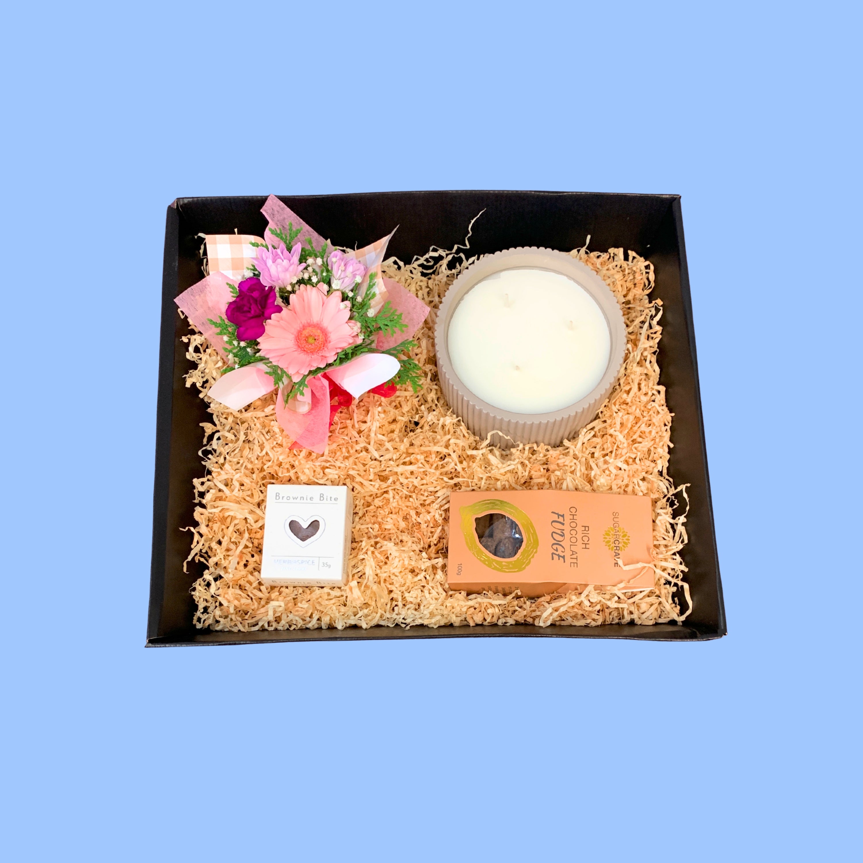 Large Candle Flowers & Treats Gift Pack