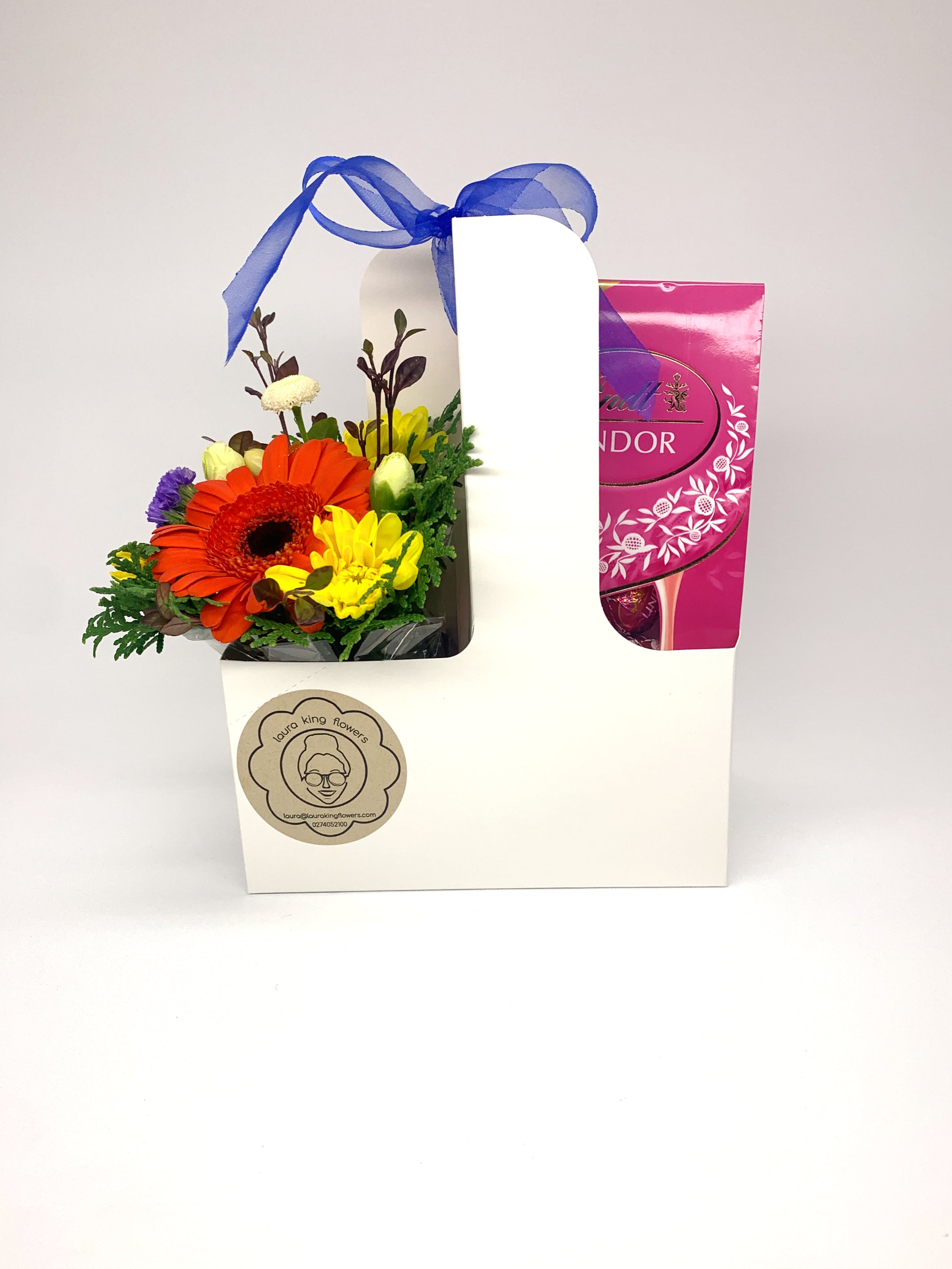Brights Flower Arrangement & Chocs box image 1