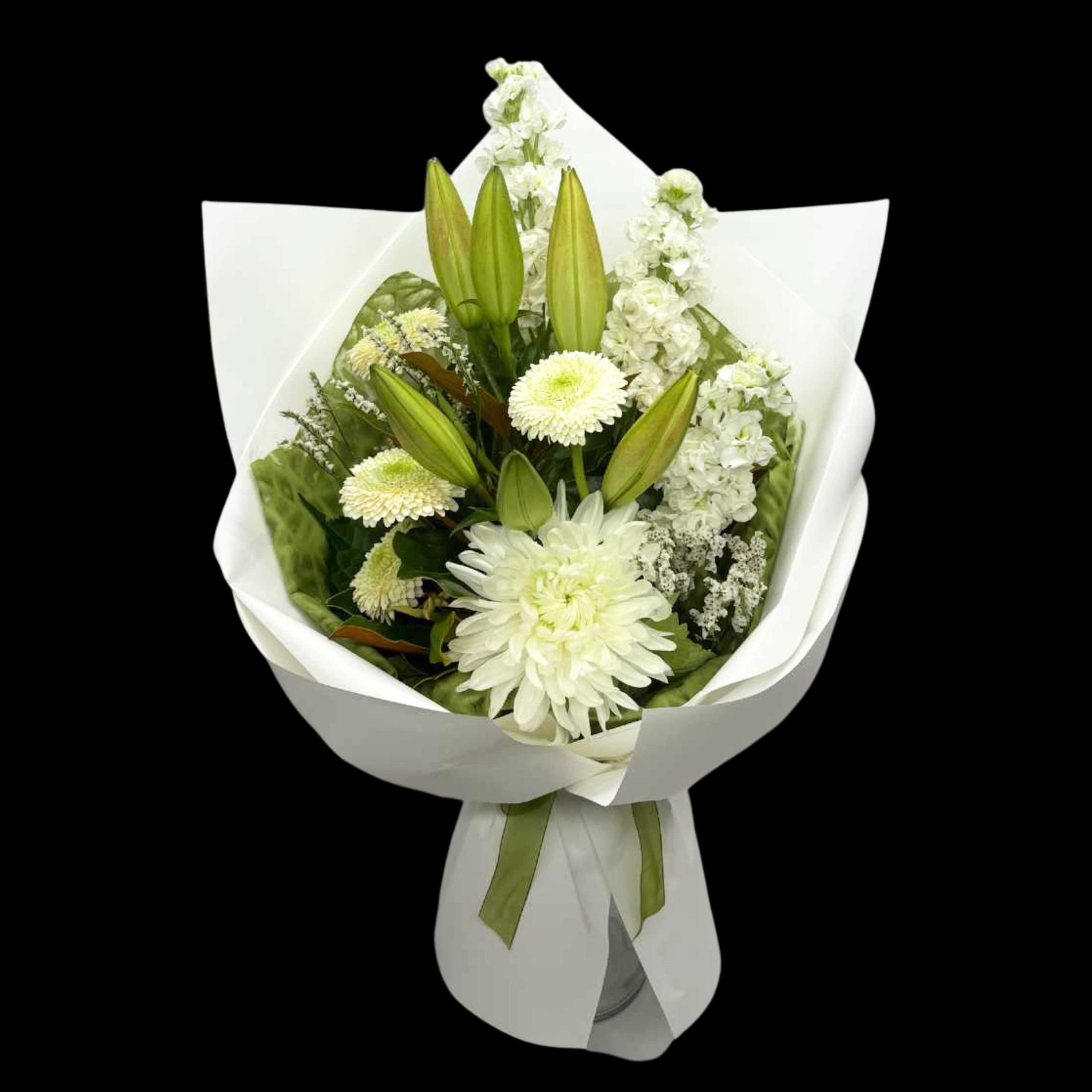 White & Green Classic Flower Bouquet image 1