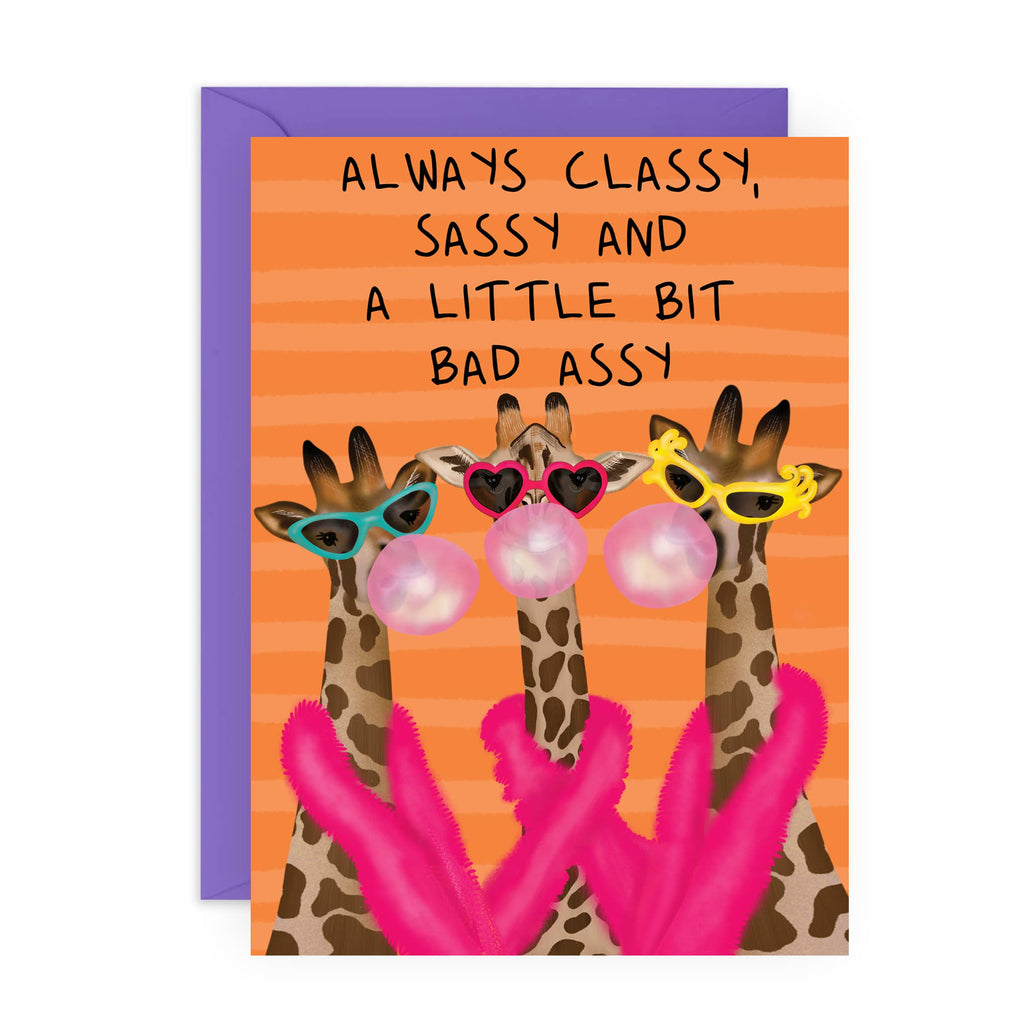 SASSY GIRAFFES Funny Card : Rectangle A6 (4.1 x 5.8")