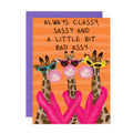 SASSY GIRAFFES Funny Card : Rectangle A6 (4.1 x 5.8")